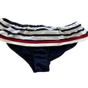 Vintage Ralph Lauren navy blue striped bikini bottom fold-over waist nautical L